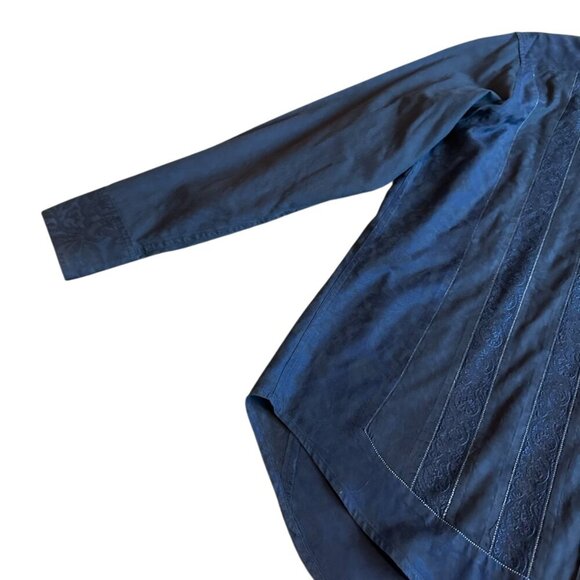 Robert Graham Navy Button-Down Shirt Long Sleeve Paisley Stripe Size Large NWOT - Picture 6 of 15